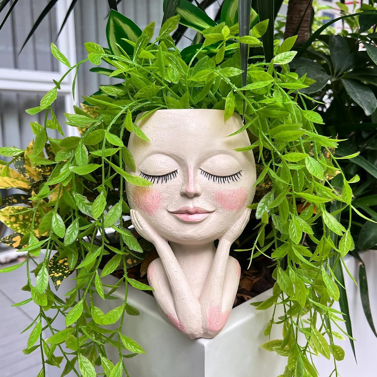 Face Planter Pot Cute Head Succulent Planter with Drainage Indoor Outdoor Decor